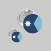 A set of round buttons with the Minnesota flag